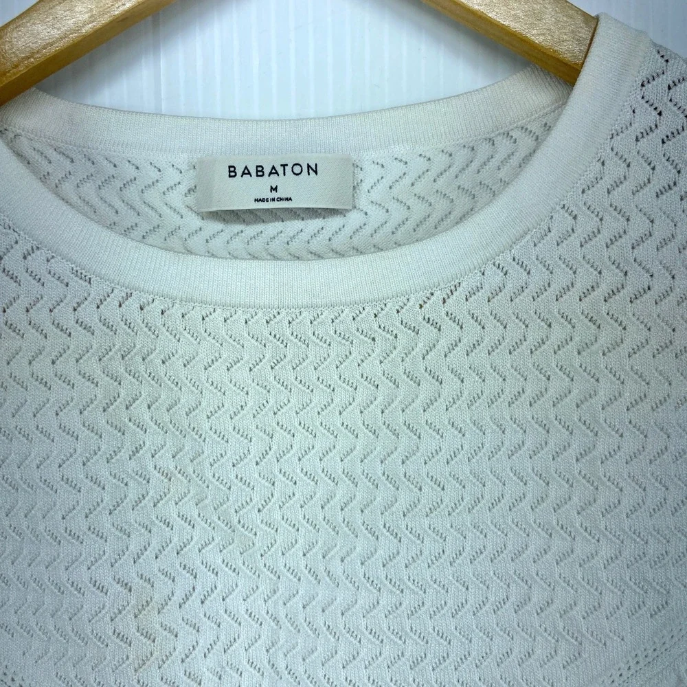 Aritzia Babaton Pointelle Sweater Knit Crop‎ Tank Top White Womens Medium